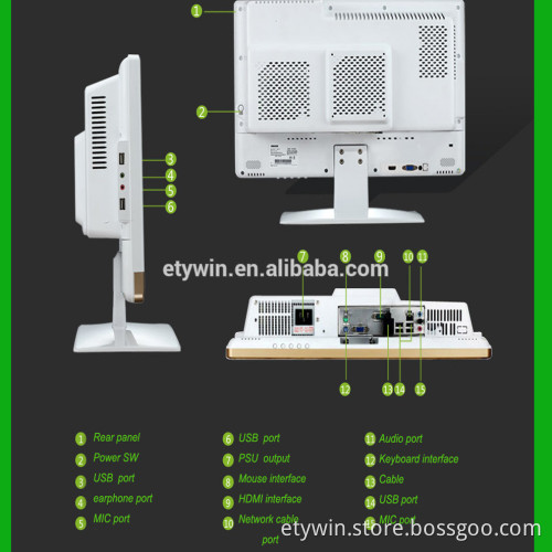 all in one barebone pc 19.5" LED monitor Integrated graphic card pc all in one desktop computer